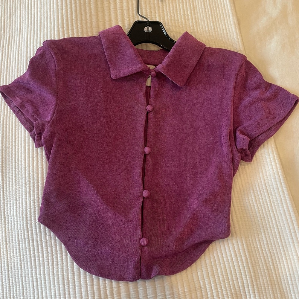 With Jean Magenta Button-Up Shirt